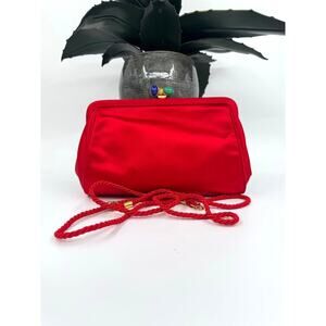 Fendi Vintage Red Silk‎ Satin Pasta Clutch with Cord Strap CoA Authentic